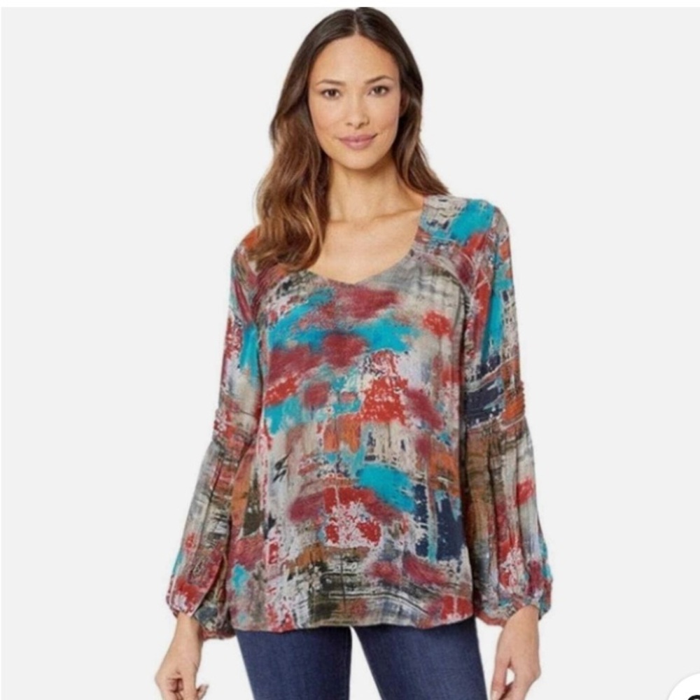 Tolani Collection Colorful Abstract Women's Top